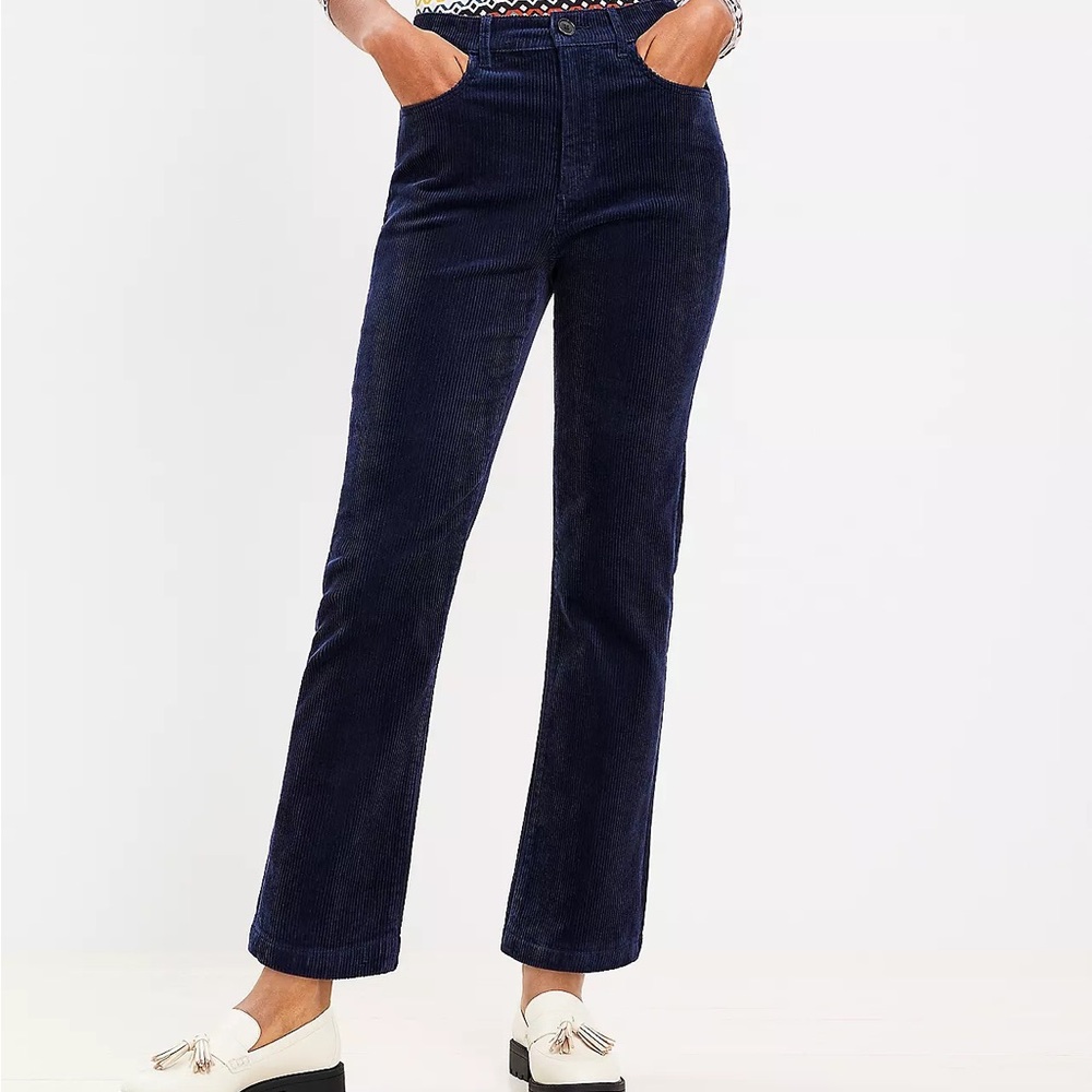 NWT LOFT navy corduroy pants 31 PETITE